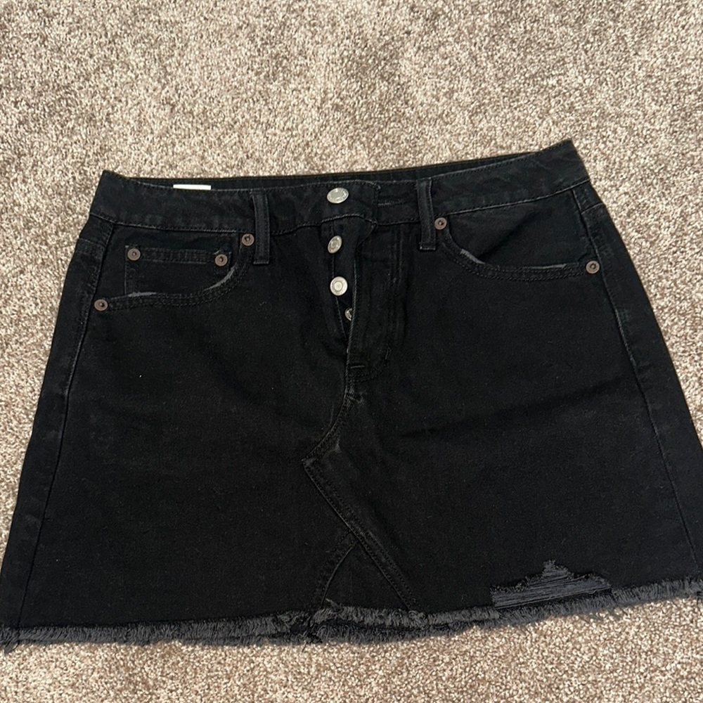 Black Denim Mini Skirt